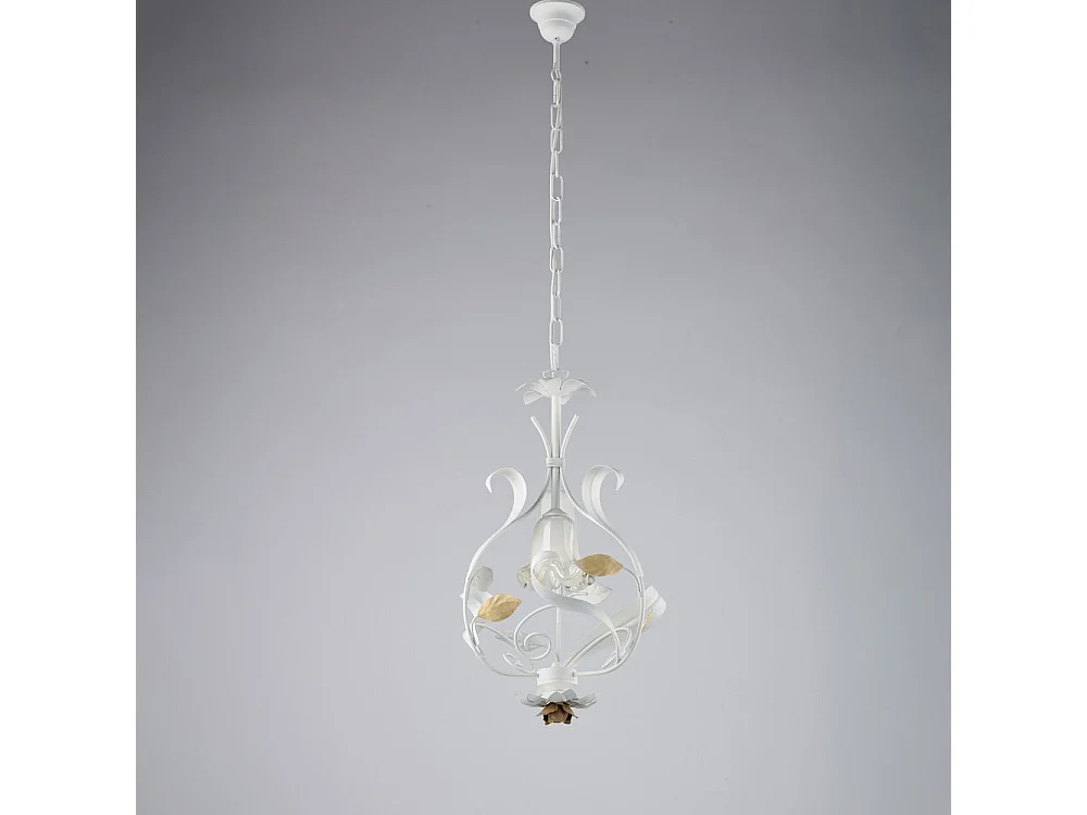 Shabby white lacquered iron chandelier basket 1 light 112 Ø33 BL274-1-BCO