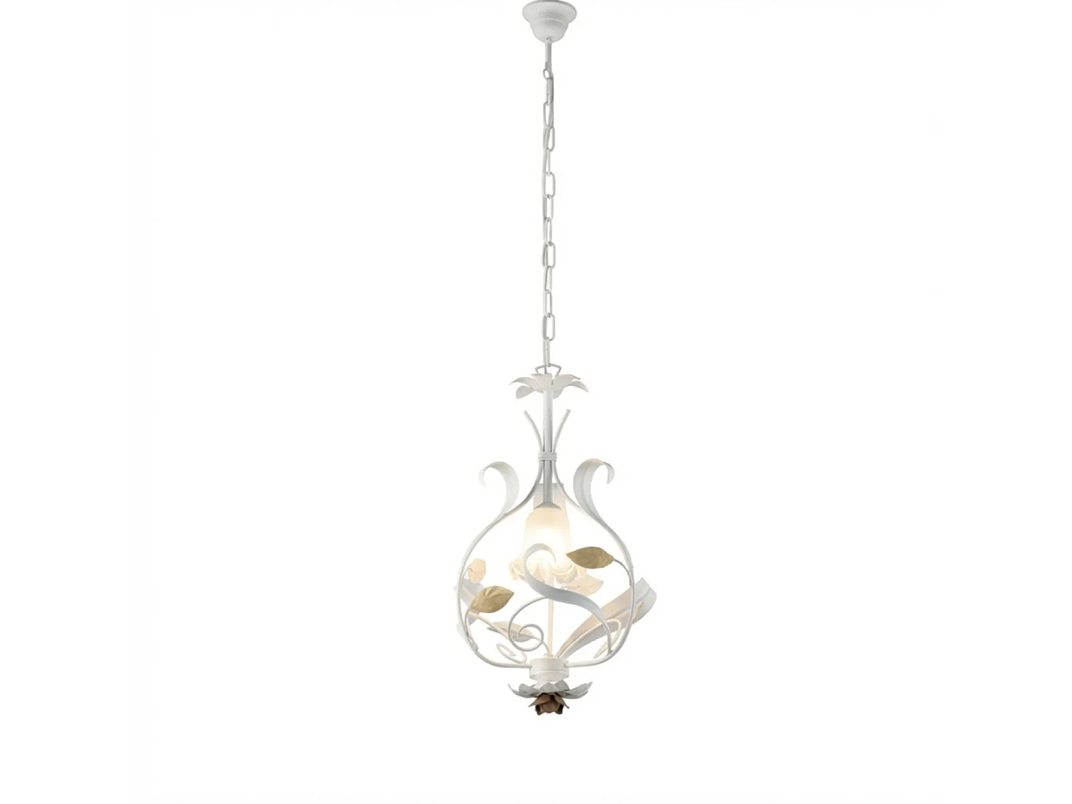 Shabby white lacquered iron chandelier basket 1 light 112 Ø33 BL274-1-BCO