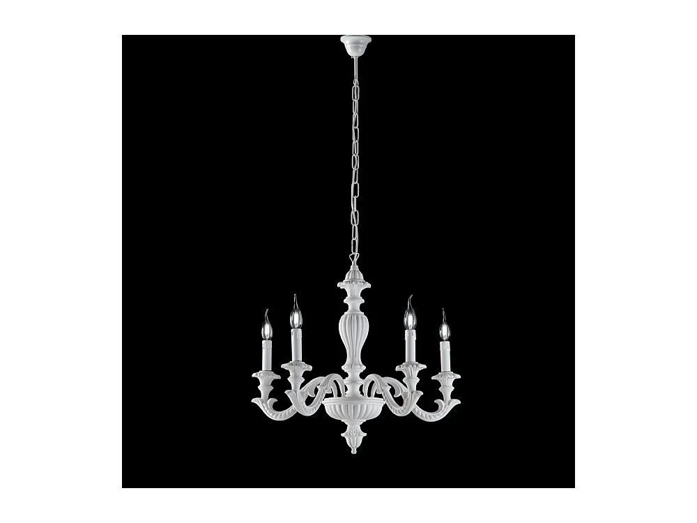 Leonardo Lustre Shabby en bois blanc 5 lumières 117 d.53 BL180-5-BCO