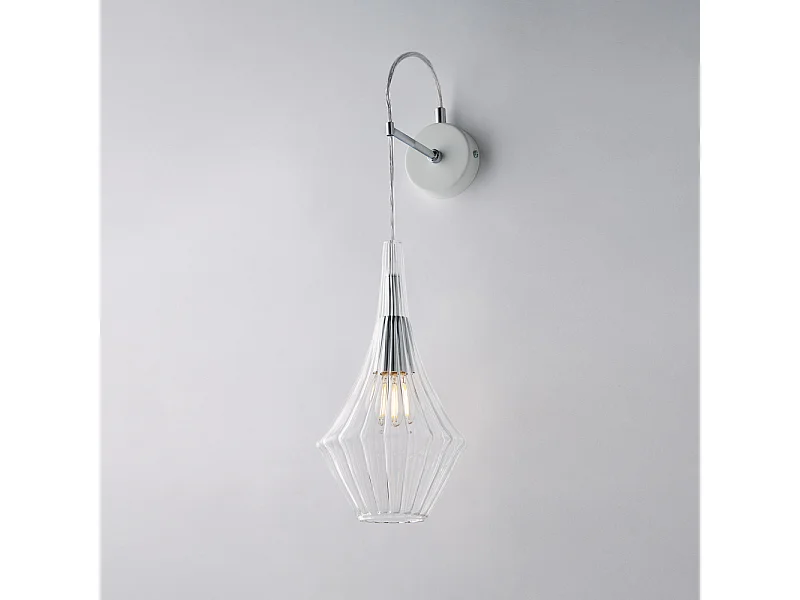 Zeus Applique en fer et verre pyrex transparent 1 lumière .14 P.21 BL270-AP1-TR