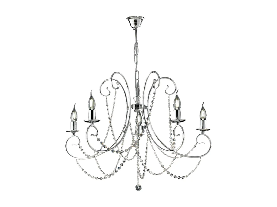 Magda Lustre en fer chromé 5 lumières 115 d.68 BL146-5-CR