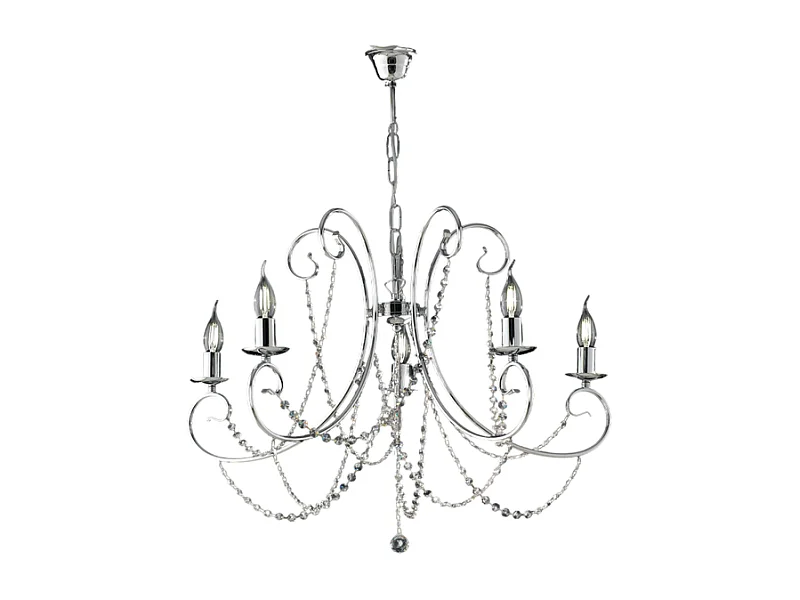 Magda - Lustre de ferro cromado 5 luzes 115 - Ø68 - BL146-5-CR