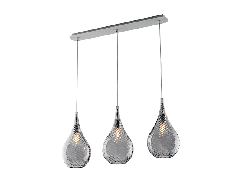 Pluvia - IJzeren rail met pyrexgrijs glas 3 lichts L.75 X 10 - BL264-BIN3-GR