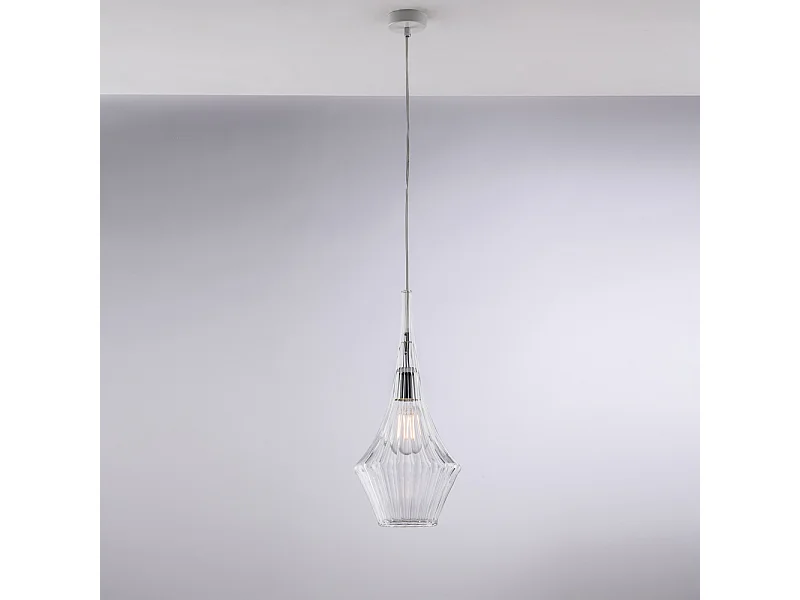 Zeus Suspension Iron avec verre pyrex transparent 1 lumière 150 d.20 BL270-S1-TR
