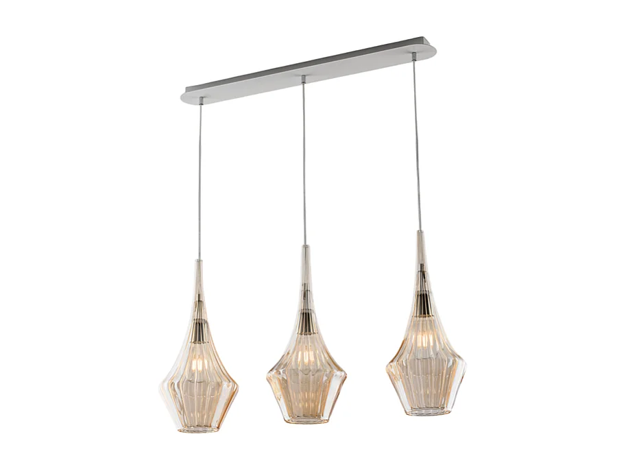 Szyna żelazna Zeus z bursztynowym szkłem pyreksowym, 3 światła, dł. 75 x 10, BL270-BIN3-AM