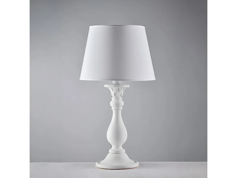 Lucca - Shabby witte houten lamp 1 lichts met lampenkap dm.35 H.60 - Ø35 - BL271-LM-BCO