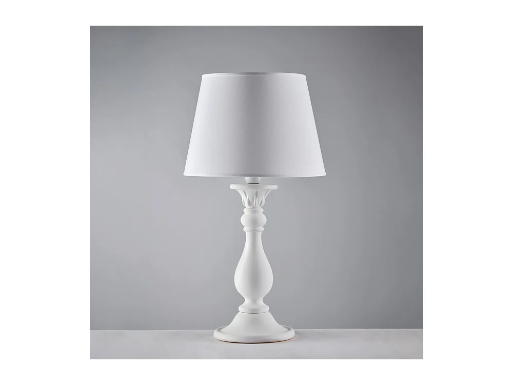 Lucca Lampe Shabby en bois blanc 1 lumière avec abat-jour dm.35 H.60 d.35 BL271-LM-BCO