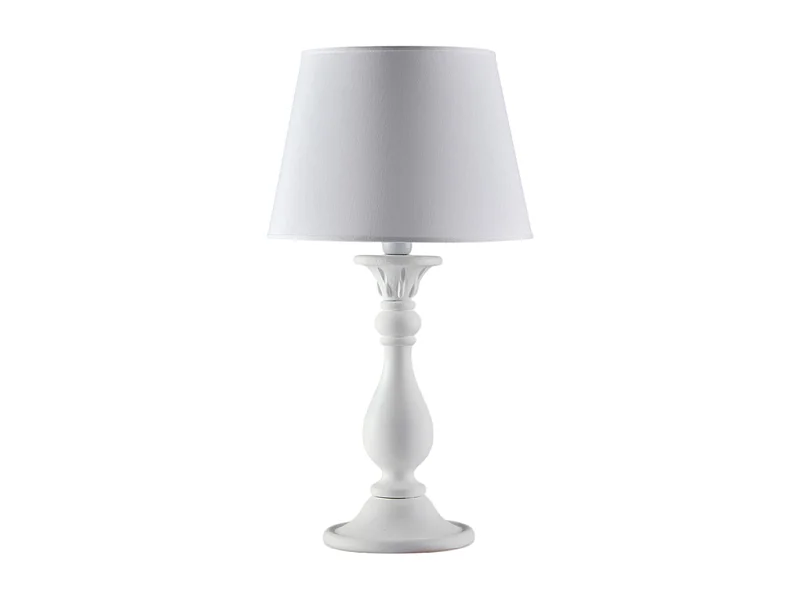 Lucca - Shabby witte houten lamp 1 lichts met lampenkap dm.35 H.60 - Ø35 - BL271-LM-BCO