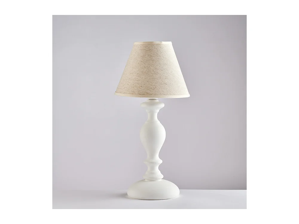 Bonetti Illumina -  Cascina - Shabby-weiße Holztischlampe 1 Licht mit Lampenschirm Dm.20 H.40 - Ø20 - BL265-LT-BCO
