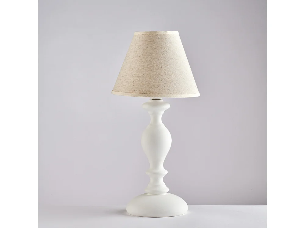 Cascina Lampe de table Shabby en bois blanc 1 lumière avec abat-jour dm.20 H.40 d.20 BL265-LT-BCO