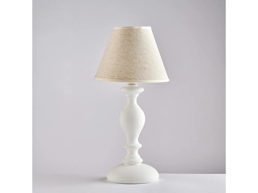 Candeeiro de mesa Cascina Shabby White em madeira, 1 luz com abajur Dm.20 A.40 Ø20 BL265-LT-BCO