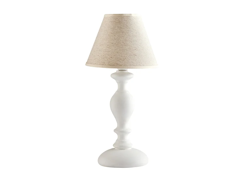 Bonetti Illumina -  Cascina - Shabby-weiße Holztischlampe 1 Licht mit Lampenschirm Dm.20 H.40 - Ø20 - BL265-LT-BCO