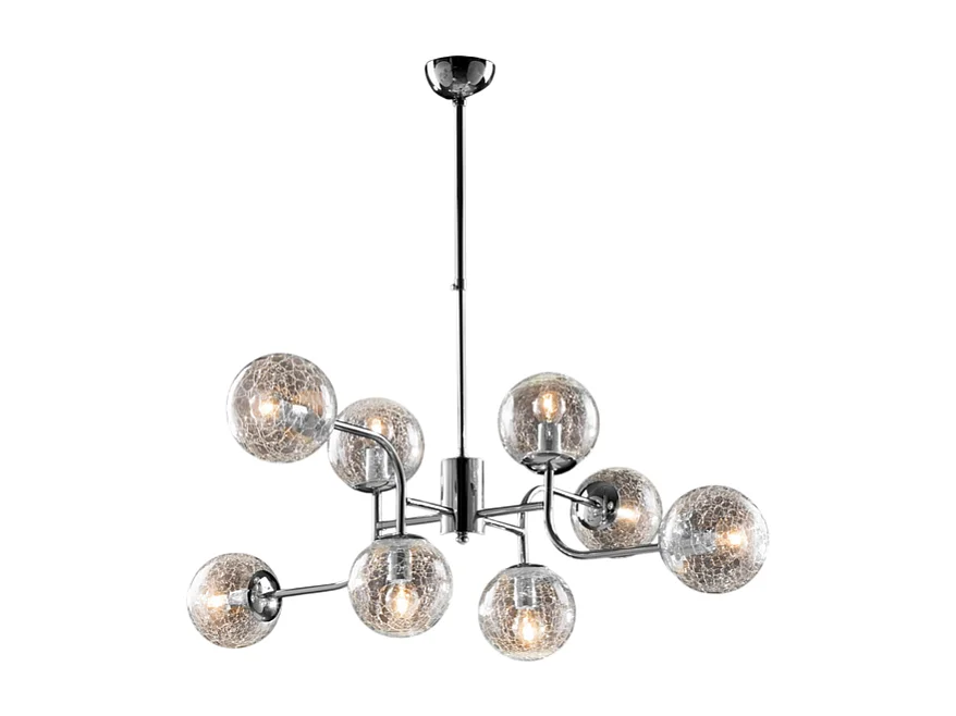 Lámpara de suspensión Ikarus en hierro cromado pulido 8 luces X 93 Ø93 BL213-8-CR