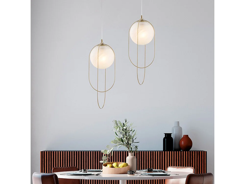 Erik - Aufhängung aus schwarz verchromtem Eisen, 1 Licht mit Kugel, Durchmesser 20 156 - Ø23 - BL277-S1-BRZ