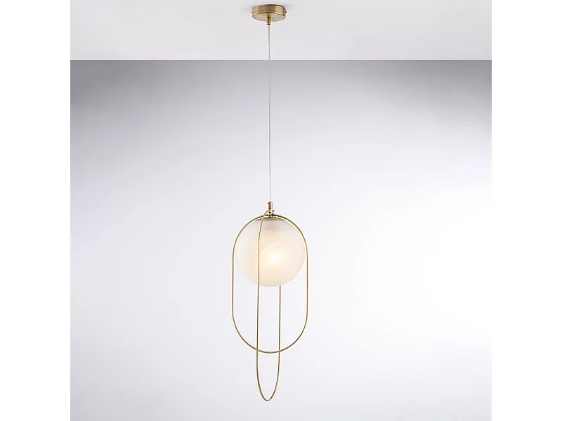 Erik Suspension en fer chromé noir 1 lumière avec sphère dm.20 156 d.23 BL277-S1-BRZ