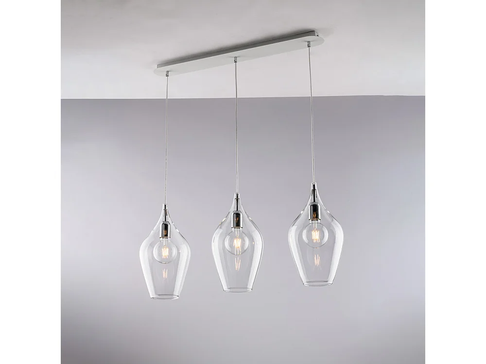 Bonetti Illumina -  Ares - Eisenschiene mit transparentem Pyrexglas 3 Lichter L.75 x 10 - BL273-BIN3-TR