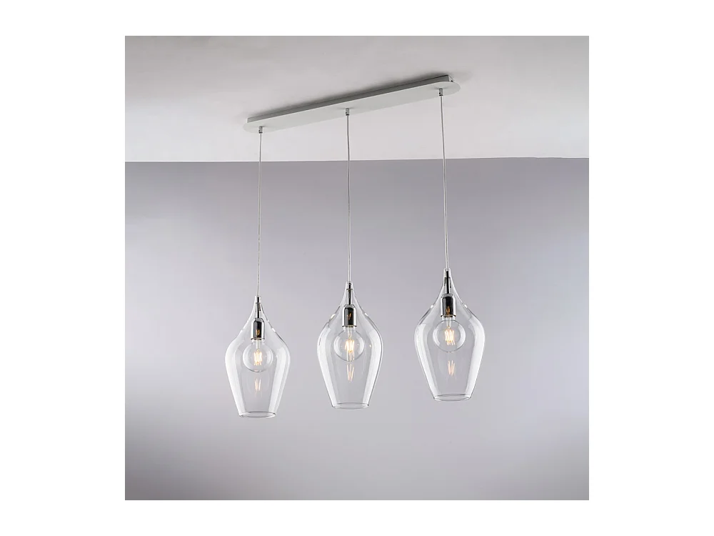 Ares Rail en fer avec verre pyrex transparent 3 lumières L.75 X 10 BL273-BIN3-TR