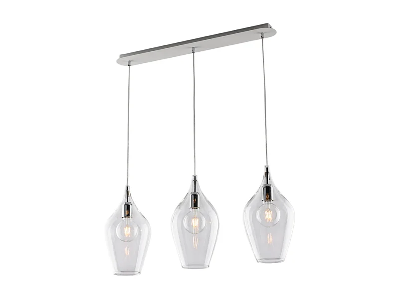 Ares Rail en fer avec verre pyrex transparent 3 lumières L.75 X 10 BL273-BIN3-TR