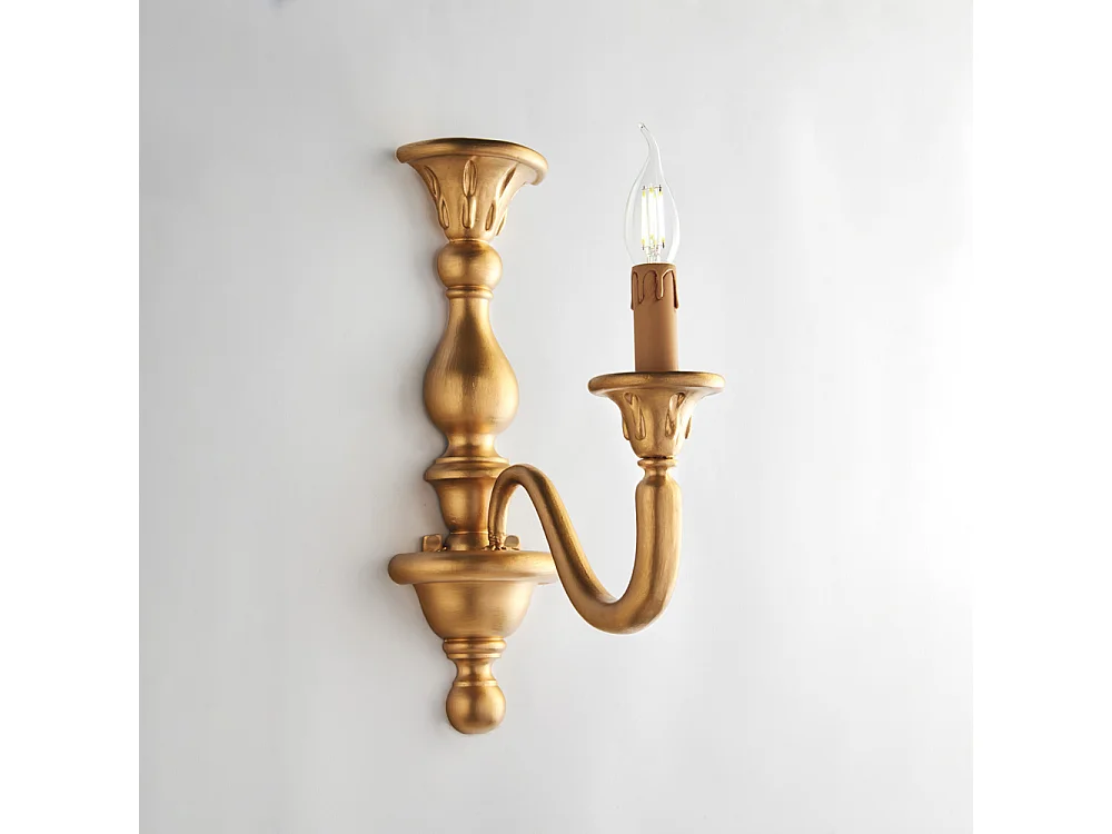 Aplique de pared Lucca de madera dorada antigua, 1 luz, 0,13 pulgadas, 26 cm, BL271-AP1-OR
