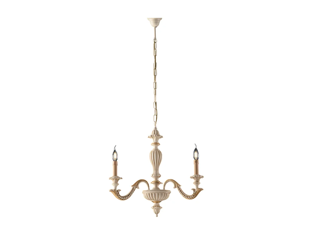 Leonardo Lustre en bois ivoire et feuille d'or 3 lumières 117 d.43 BL180-3-AV