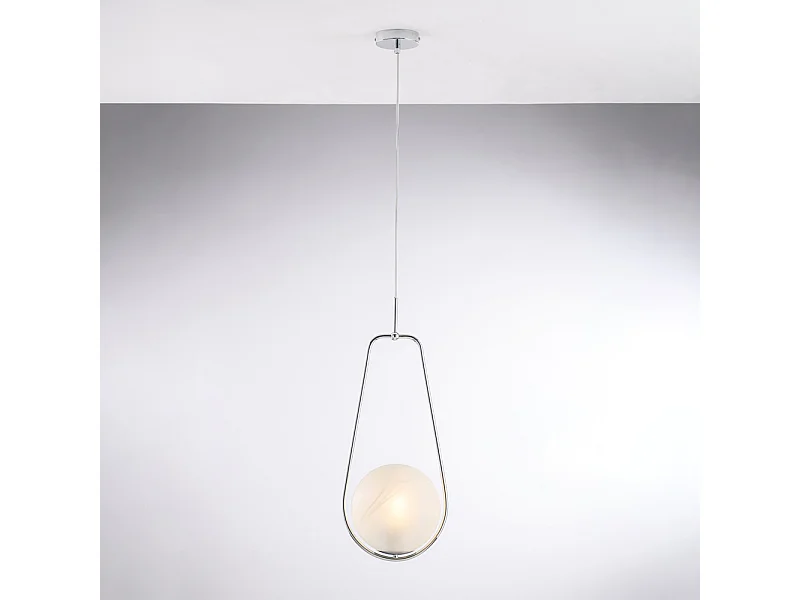 Afrodite Suspension en fer chromé 1 lumière avec sphère dm.20 159 d.24 BL286-S1-CR