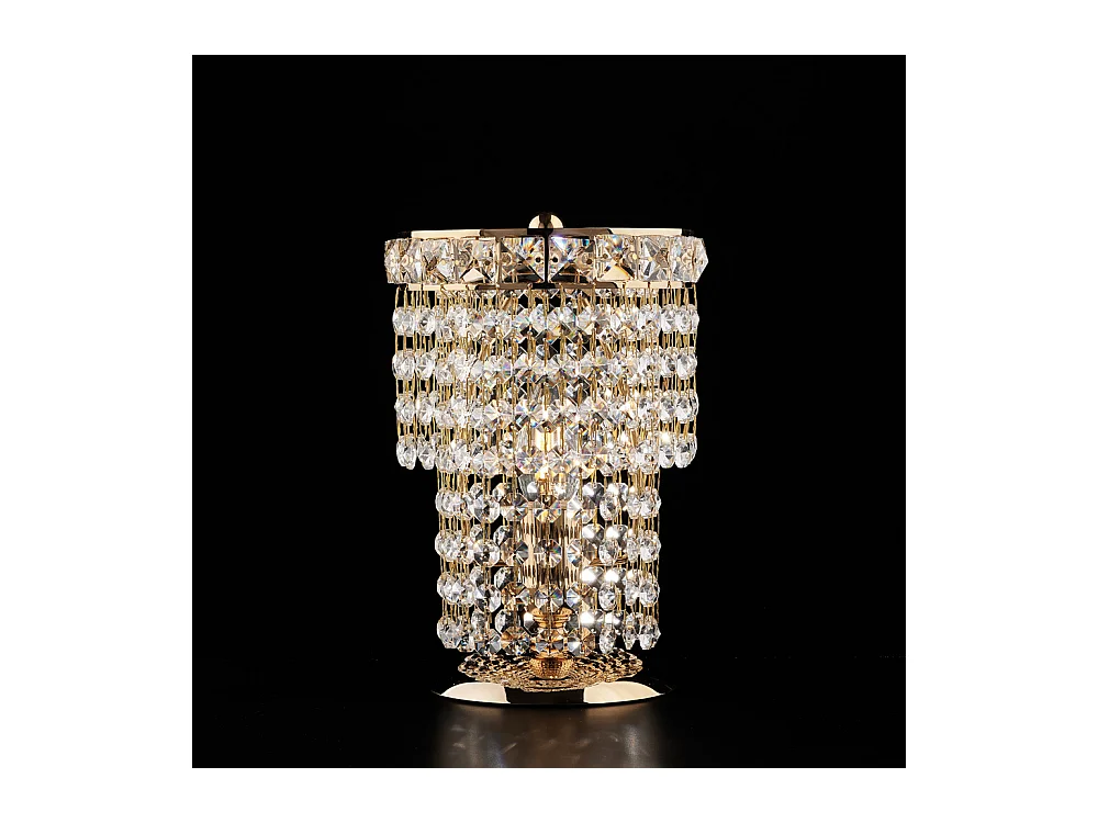 Wagner - Tischlampe aus Eisen und goldenem Messing mit Strasssteinen 1 Licht H.24 - Ø16 - BL266-LT-OR