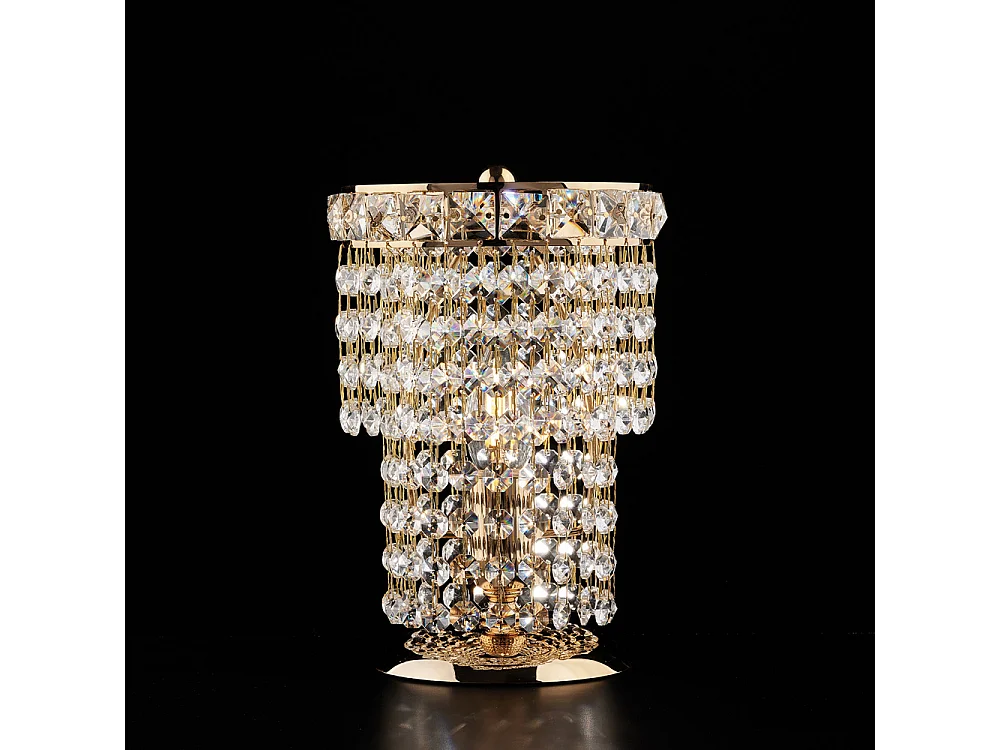 Wagner Lampe de table en fer et laiton doré avec strass 1 lumière H.24 d.16 BL266-LT-OR