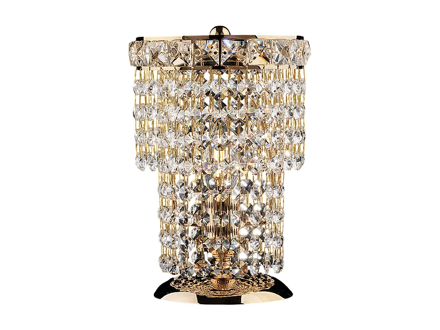 Wagner - Tischlampe aus Eisen und goldenem Messing mit Strasssteinen 1 Licht H.24 - Ø16 - BL266-LT-OR