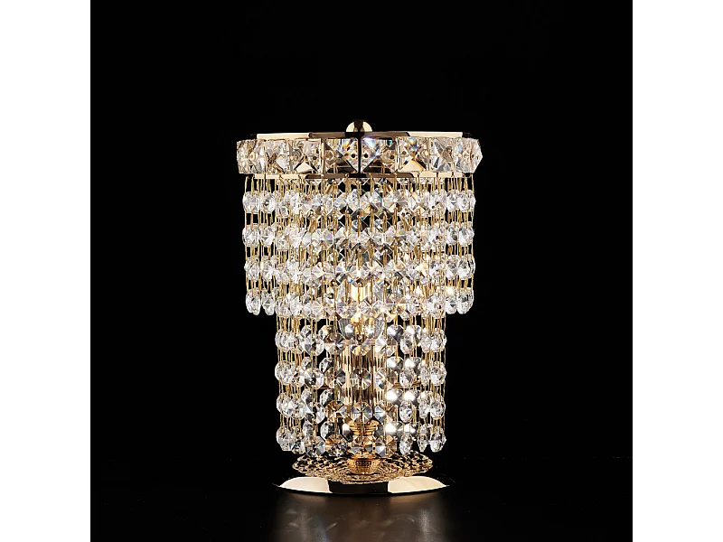 Wagner - Tischlampe aus Eisen und goldenem Messing mit Strasssteinen 1 Licht H.24 - Ø16 - BL266-LT-OR