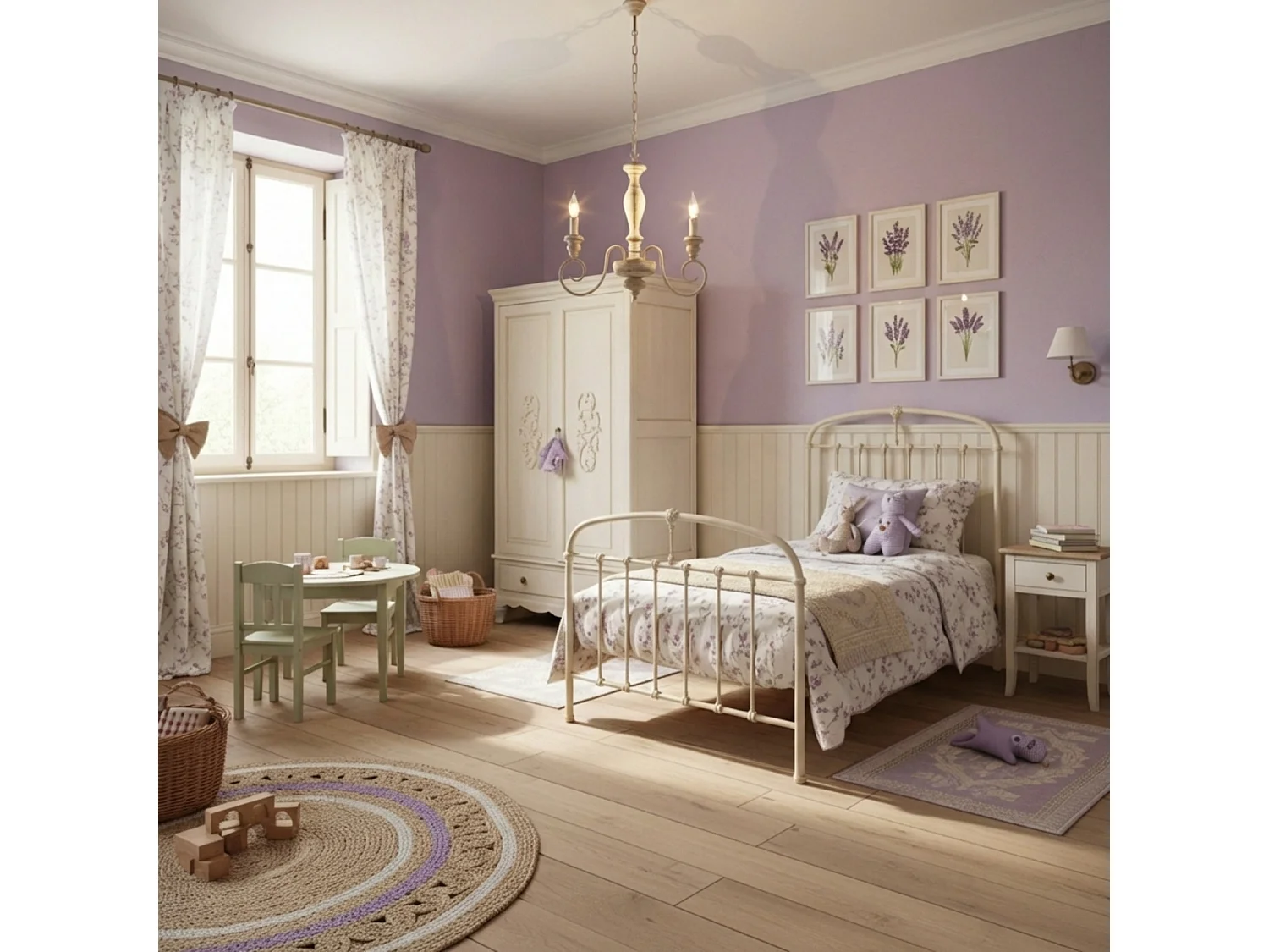 Cascina - Kronleuchter aus weißem und taubengrauem Holz und Eisen, 3 Lichter, 113 - Ø44 - BL265-3-BT