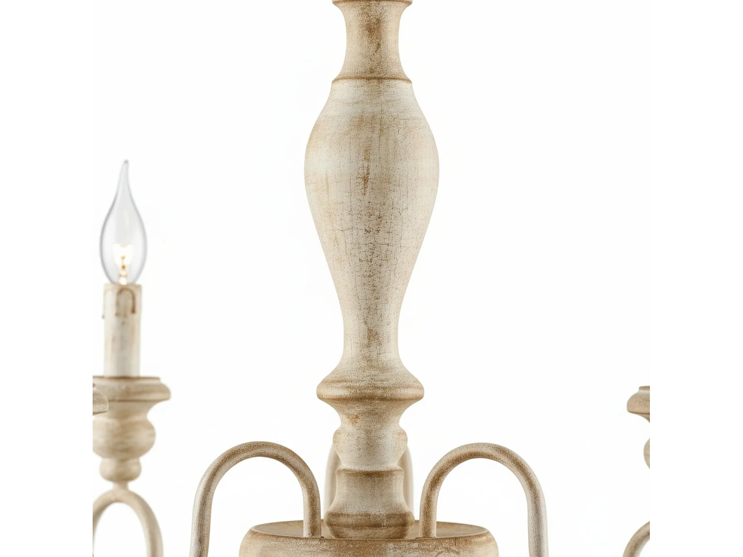 Cascina - Kronleuchter aus weißem und taubengrauem Holz und Eisen, 3 Lichter, 113 - Ø44 - BL265-3-BT