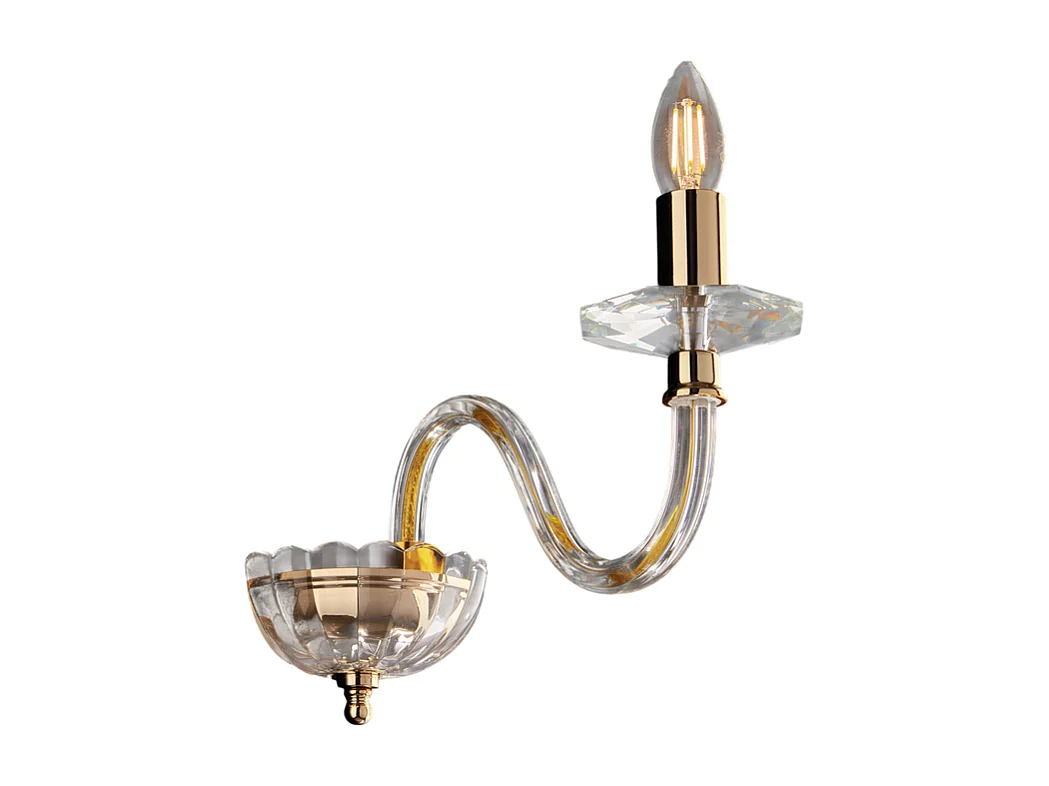 Ruben - Gouden ijzeren wandlamp met transparant glas 1 lichts .13 - P.30 - BL267-AP1-OR