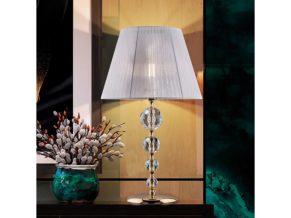 Bonetti Illumina -  Ruben - Lampe aus goldenem Eisen und Kristall 1 Licht mit Lampenschirm H.61 - Ø35 - BL267-LM-OR