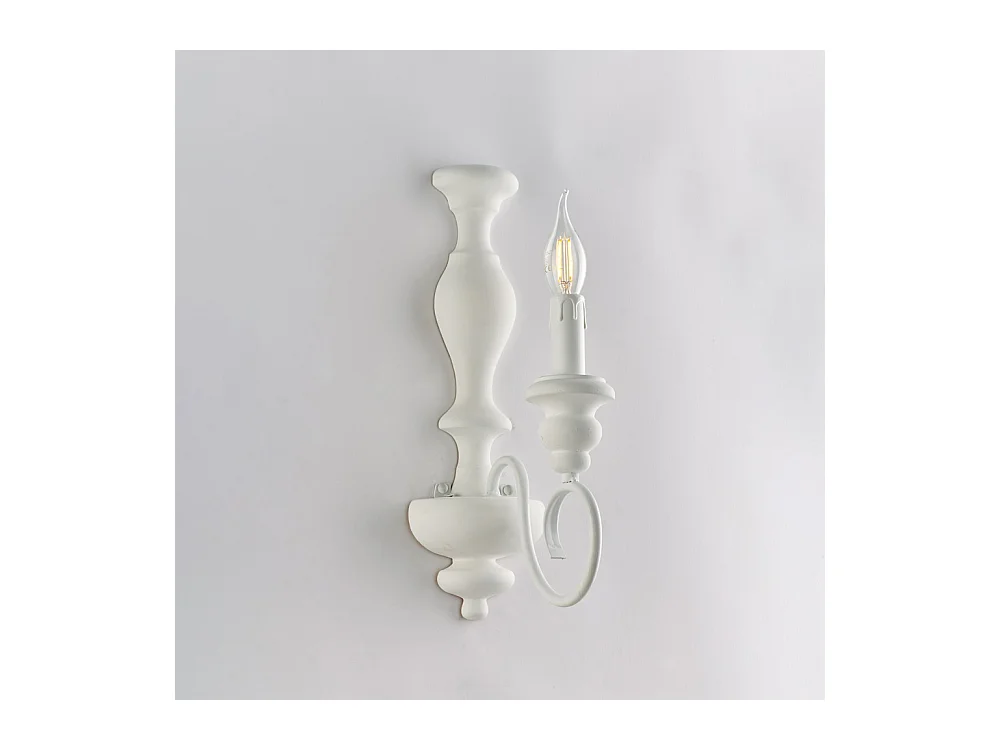 Cascina Applique en bois et fer laqué blanc shabby 1 lumière .13 P.21 BL265-AP1-BCO