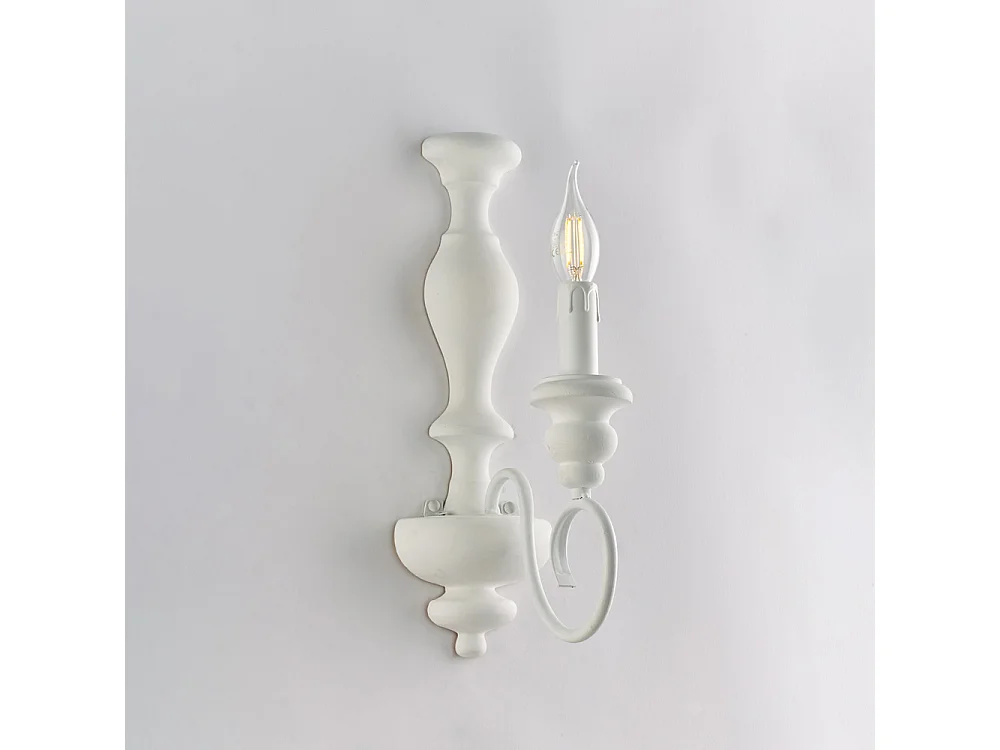 Cascina Applique en bois et fer laqué blanc shabby 1 lumière .13 P.21 BL265-AP1-BCO