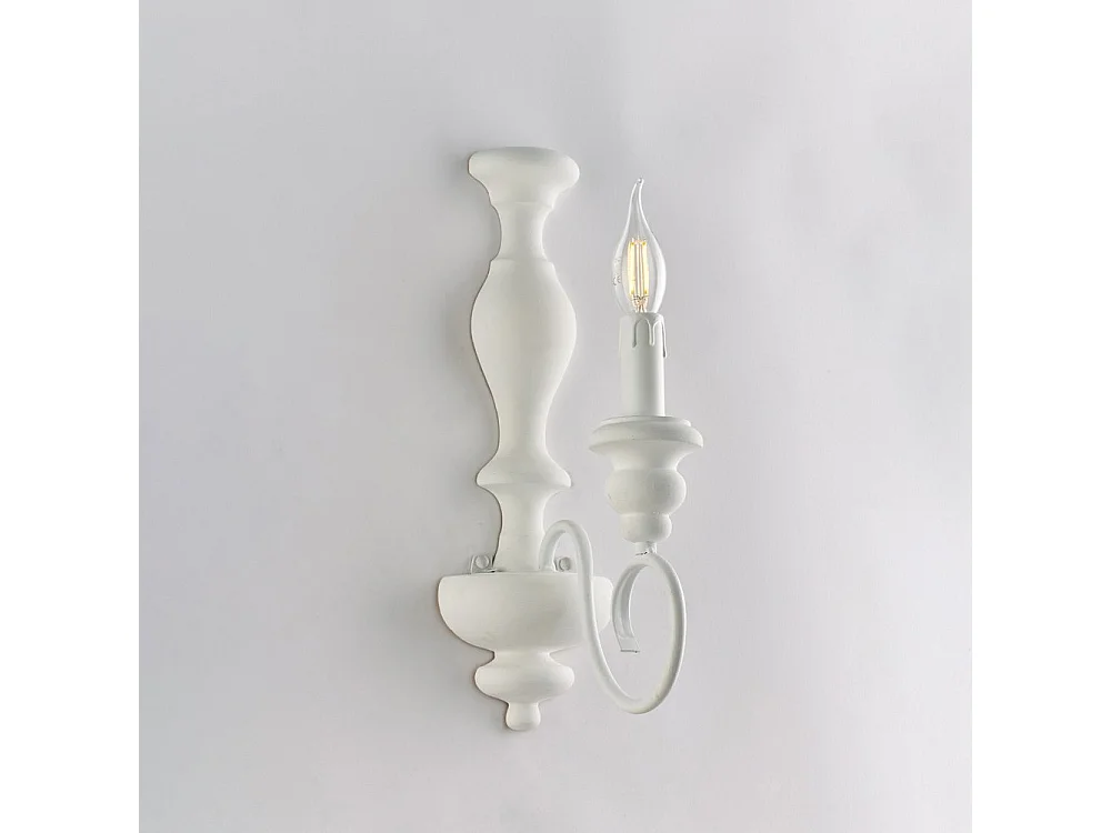 Cascina Applique en bois et fer laqué blanc shabby 1 lumière .13 P.21 BL265-AP1-BCO