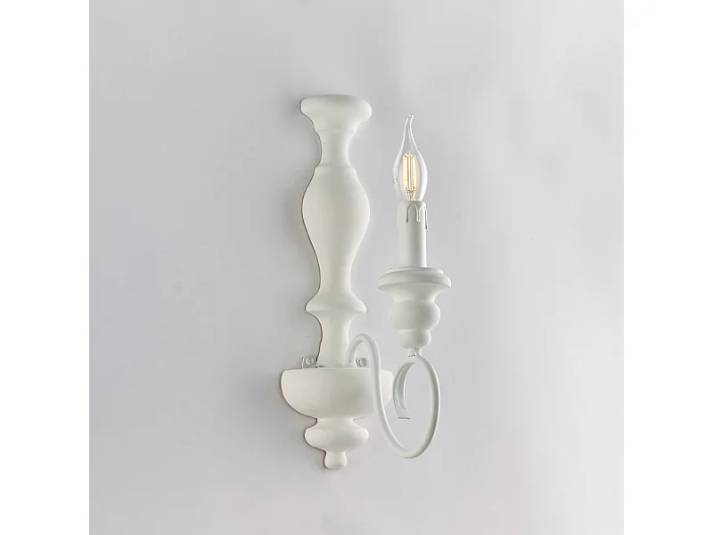 Cascina - Wandleuchte aus Holz und weiß lackiertem Eisen im Shabby-Look, 1 Licht .13 - P.21 - BL265-AP1-BCO