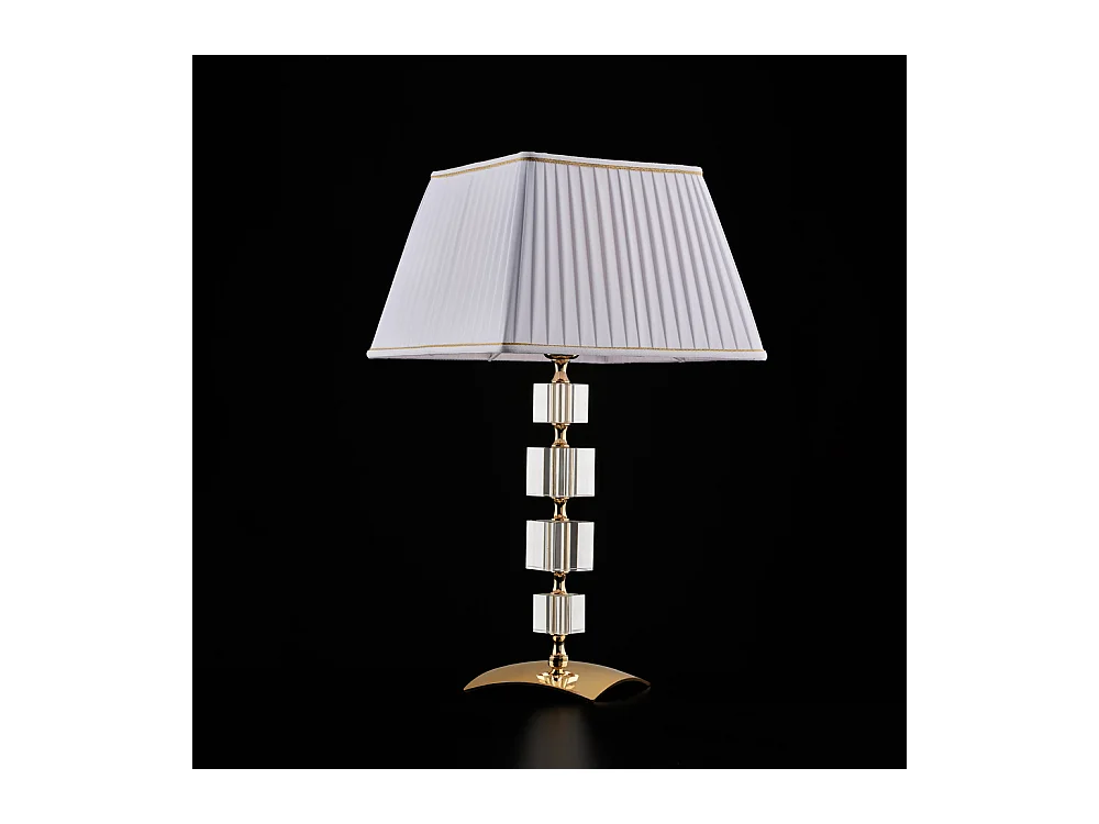 Franz Lampe en fer doré et cristal 1 lumière avec abat-jour H.59 d.30 BL275-LM-OR