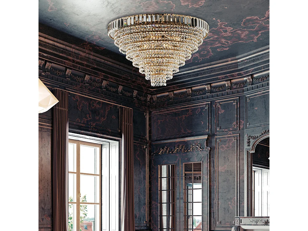 Vladimir Plafonnier en fer et laiton doré avec strass 8 lumières H.43 d.62 BL263-PL8-OR