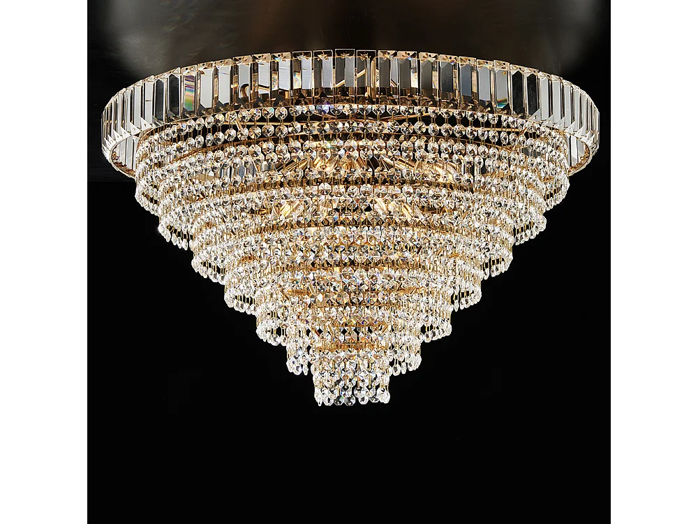 Lampa sufitowa Vladimir z żelaza i złoconego mosiądzu z kryształkami 8 lamp H.43 Ø62 BL263-PL8-OR