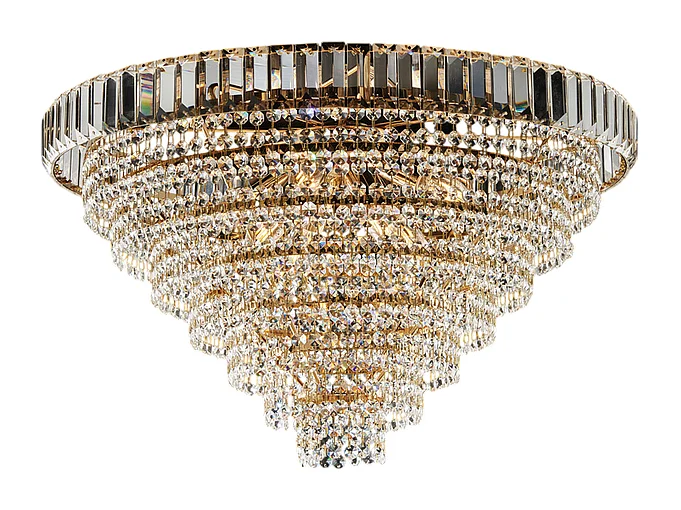 Lámpara de techo Vladimir en hierro y latón dorado con pedrería 8 luces H.43 Ø62 BL263-PL8-OR