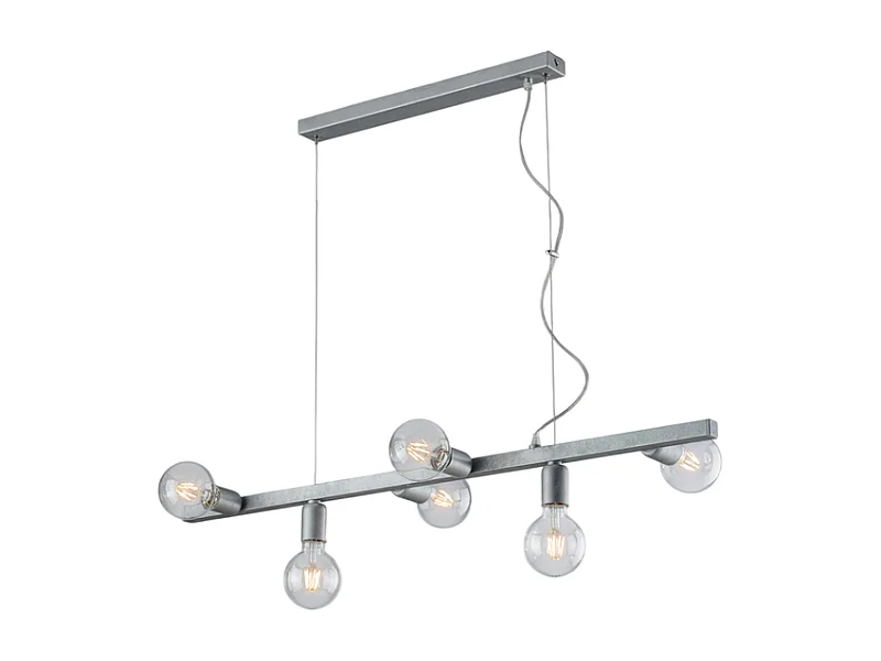 Fabian Suspension en fer laqué blanc et argent 6 lumières L.101 X 16 BL293-6-ARG