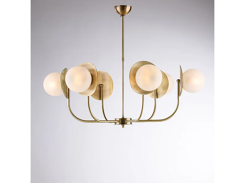 Selene - Lampa wisząca z brązowanego żelaza szczotkowanego 6 lamp X 80 - Ø92 - BL281-6-BRZ