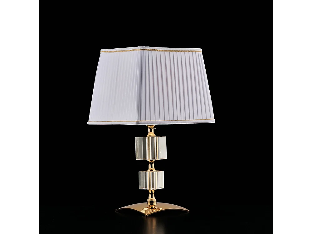 Franz Lampe de table en fer doré et cristal 1 lumière avec abat-jour H.36 d.20 BL275-LT-OR