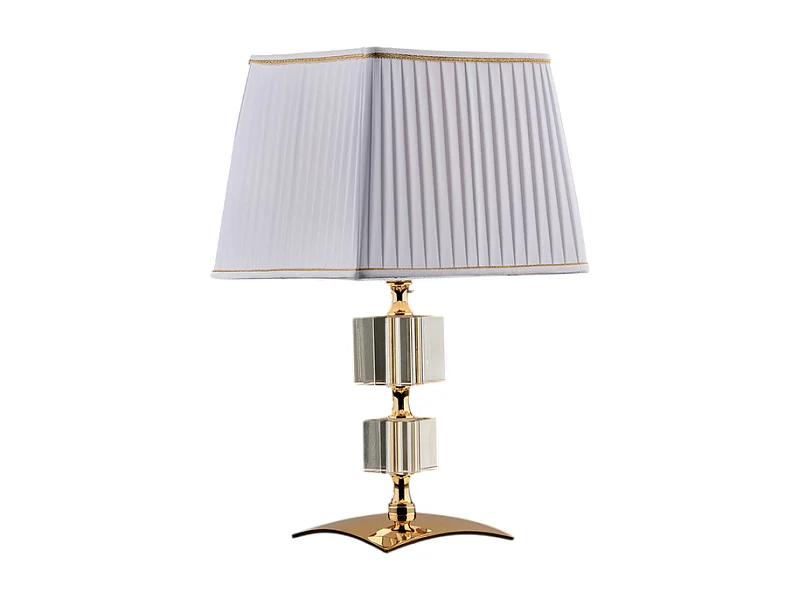 Franz Lampe de table en fer doré et cristal 1 lumière avec abat-jour H.36 d.20 BL275-LT-OR