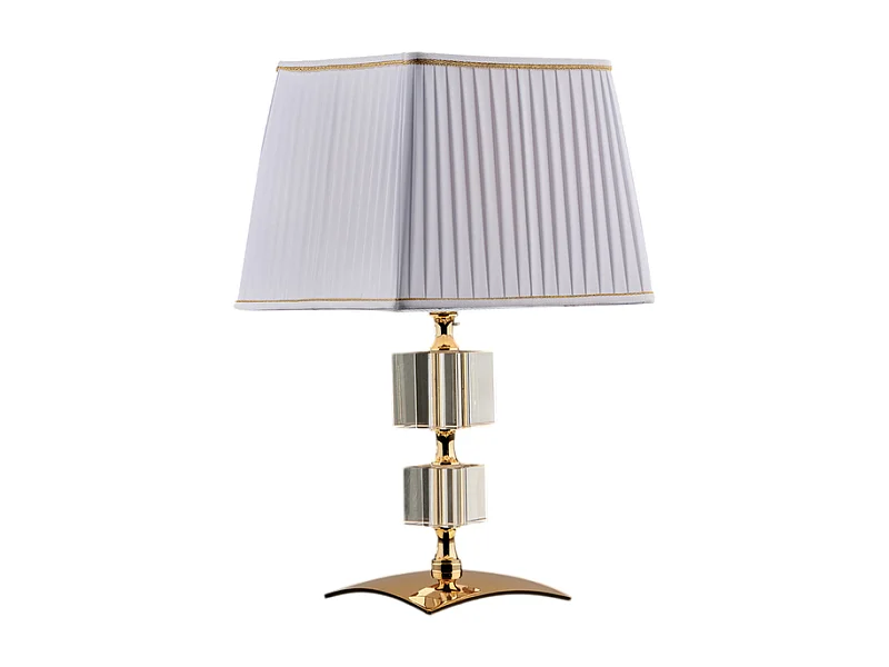 Franz Lampe de table en fer doré et cristal 1 lumière avec abat-jour H.36 d.20 BL275-LT-OR