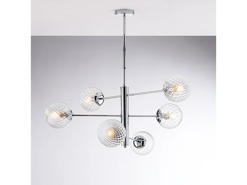 Demetra Suspension en fer chromé poli 6 lumières X 97 d.73 BL279-6-CR