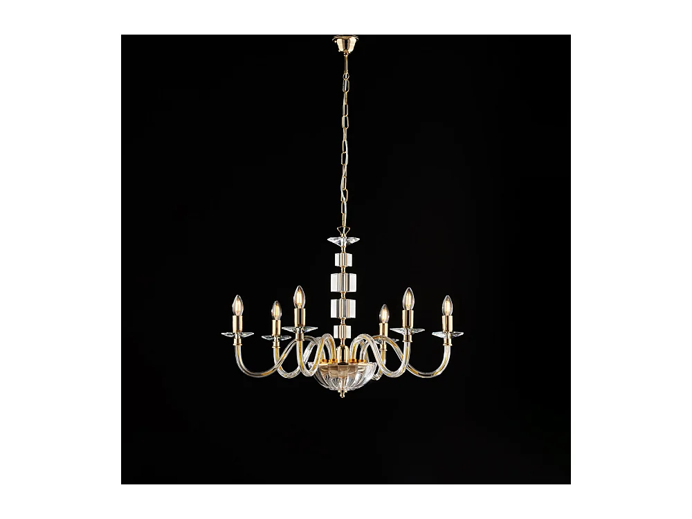 Franz Lustre doré verre transparent et strass 6 lumières 116 d.77 BL275-6-OR