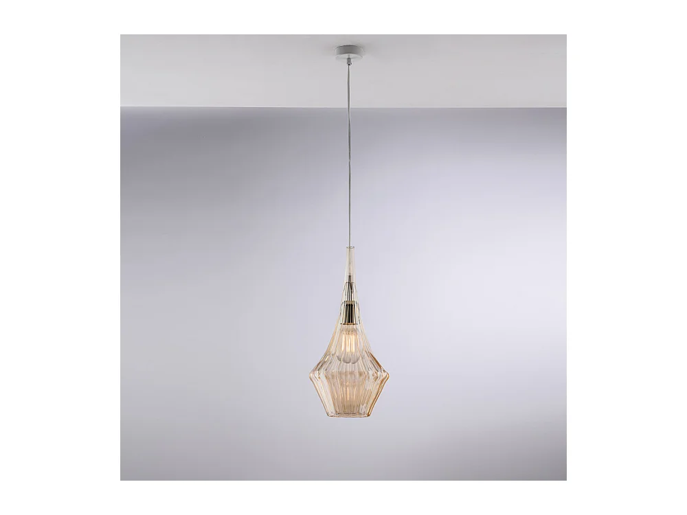 Zeus Suspension Iron avec verre pyrex ambré 1 lumière 150 d.20 BL270-S1-AM