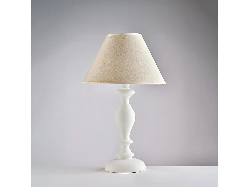 Cascina - Shabby witte houten lamp 1 lichts met lampenkap dm.35 H.57 - Ø35 - BL265-LM-BCO